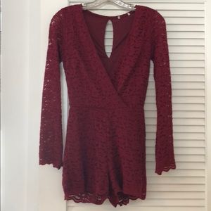 Burgundy lace romper